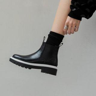 Two-tone Platform Short Chelsea Boots
