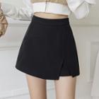Asymmetrical Plain A-line Mini Skirt