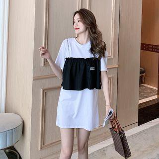 Cold-shoulder Ruffled T-shirt Dress