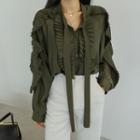 Tie-neck Pleat-trim Blouse