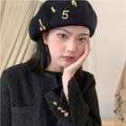 Numerical Wool Beret Hat Black - One Size