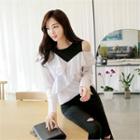 Ruffle-trim Mock Two-piece Top