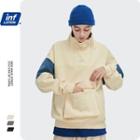 Unisex Half-zip Colorblock Loose Pullover
