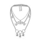 Set: Alloy Wings / Angel / Numerical Pendant Necklace 0382 - Silver - One Size