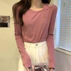 Mock Two Piece Plain Crew-neck T-shirt