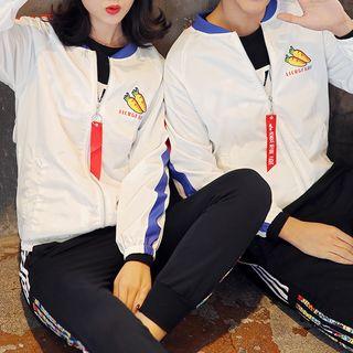 Couple Matching Carrot Print Bomber Jacket