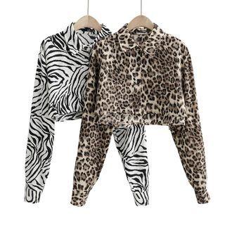 Animal Print Cropped Shirt