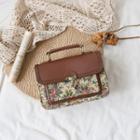 Floral Print Messenger Bag Khaki - One Size