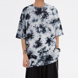 Tie-dyed Over-sized Round Neck Short Sleeve T-shirt