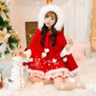Fluffy Hooded Knit Cape