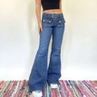 Striped Pocket Detail Boot-cut Pants
