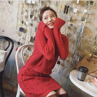 Set: Plain Knit Sweater + Plain Skirt