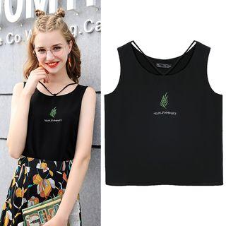 Sleeveless Embroidered Cutout Top