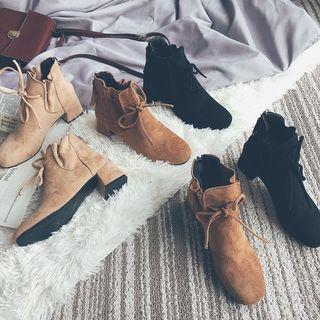 Tie-front Chunky-heel Ankle Boots