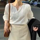 Plus Size Raglan Linen Blend Blouse