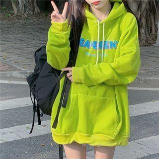 Long Sleeve Letter Print Fleeced Hoodie