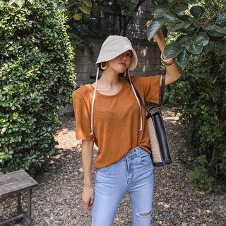 Round-neck Padded-detail Top