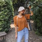 Round-neck Padded-detail Top