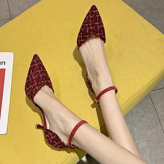 Tweed Pointed High Heel Sandals