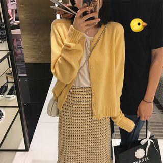 Set: Cardigan + Tweed Midi Fitted Skirt