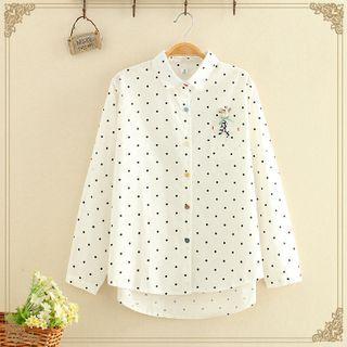 Giraffe Applique Pocket-front Long-sleeve Shirt
