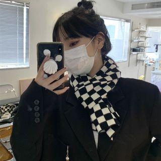 Couple Matching Checkered Scarf Black & White - One Size