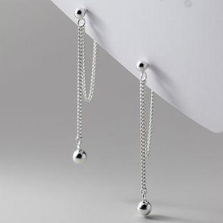 Bead Chained Sterling Silver Dangle Earring 1 Pair - S925silver Earring - One Size