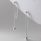Bead Chained Sterling Silver Dangle Earring 1 Pair - S925silver Earring - One Size