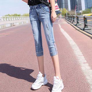 Ripped Capri Skinny Jeans