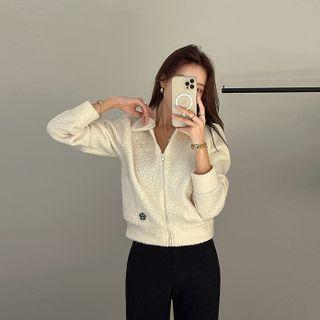 Collared Rose Patched Dumble Jacket