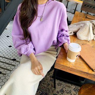 Balloon-sleeve Fleece-lined Pullover