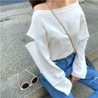 Off-shoulder Long-sleeve Loose-fit Top