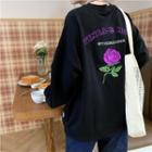 Long-sleeve Rose Printed Sweatshirt