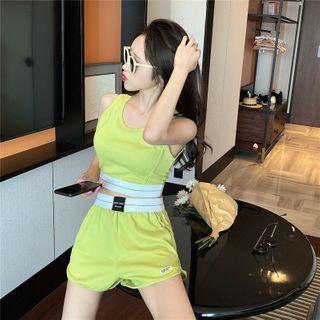 Set: Paneled Tank Top + Wide-leg Sweatshorts