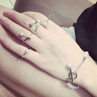 Faux Pearl Ring Set