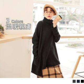 Turtleneck Asymmetric Hem Top