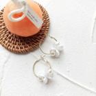Bow Faux Pearl Alloy Hoop Earring Dangle Earring 1 Pair - 925 Silver Pin - White - One Size