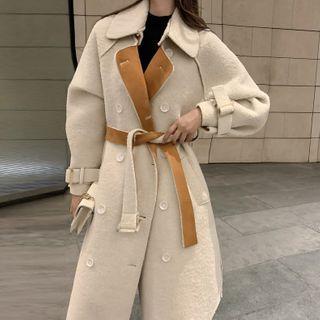 Double-breasted Midi Coat Off-white - One Size