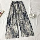 Elastic Waist Tie Dye Wide Leg Pants