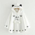 Paw Print Fleece-lined Ear-accent Hoodie