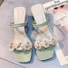Flower Applique Chunky-heel Slide Sandals