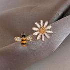 Flower Stud Earring 1 Pair - Silver Earrings - As Shown In Figure - One Size