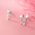 Sterling Silver Rabbit Earring 1 Pair - Silver - One Size