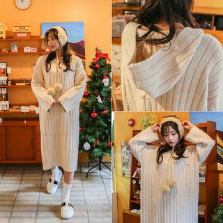 Hooded Thick Midi Sweater Dress