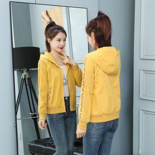 Flower Embroidered Zip Hoodie