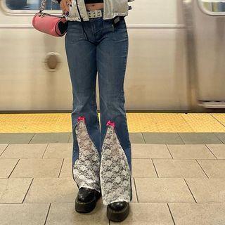 Lace-trim Wide-leg Jeans