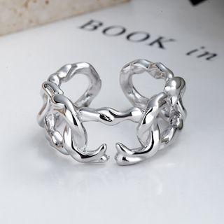 Irregular Chain Sterling Silver Open Ring 1pc - J1923 - Silver - One Size