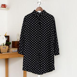 Polka Dot Shirtdress Black - One Size