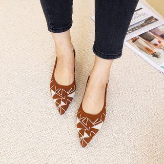 Pointy-toe Knit Chunky Heel Pumps