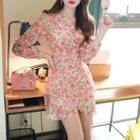 Tie-waist Rosette Wrap Dress